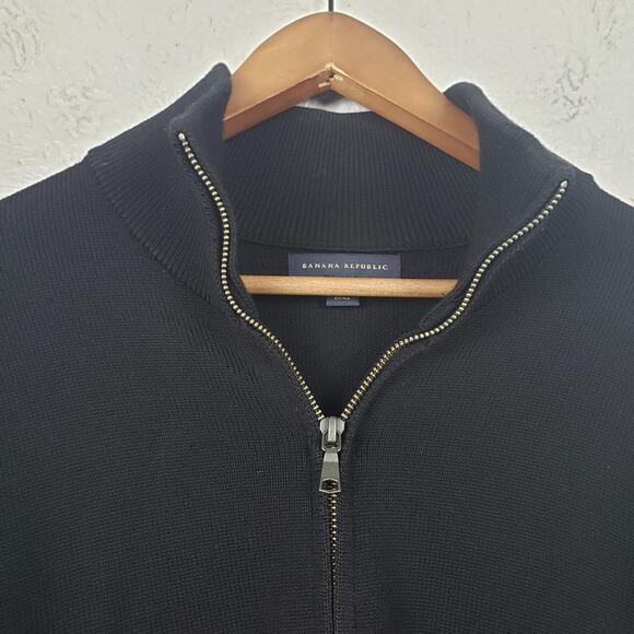 Banana Republic Wool Jacket Y2K Full Zip Sweater Black - M - Picture 2 of 4